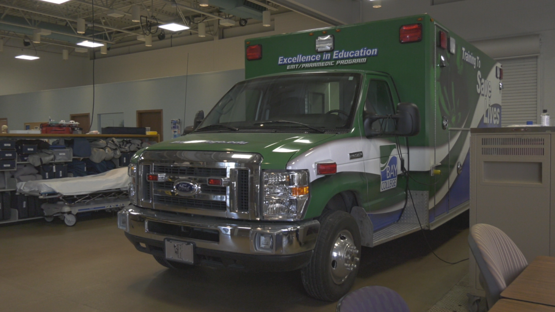 The ambulance at Bay College's paramedic lab