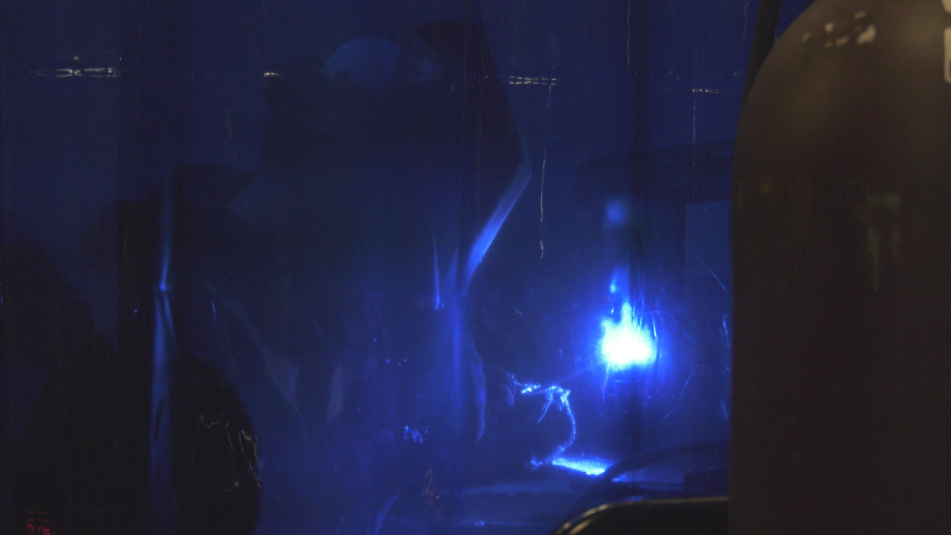 A student participating in the welding competition.