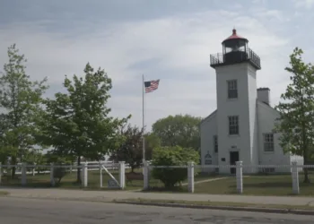 The Sand Point Lighthouse, located just past the Municipal Dock