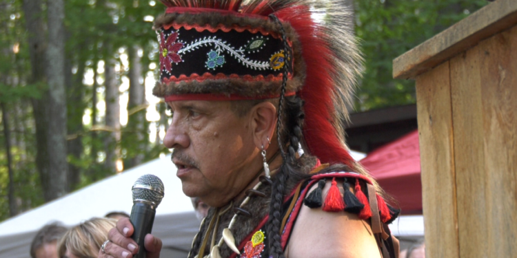 tribal elder opens the 46th Baraga pow wow