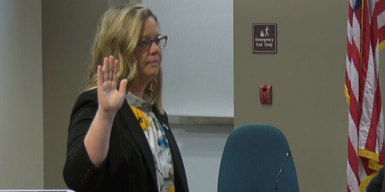 Van Ginhoven taking her oath of office following the May recall election.