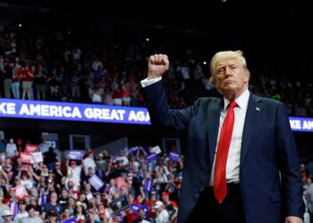 (Anna Moneymaker/Getty Images via CNN Newsource) Former President Donald Trump walks offstage after speaking at a campaign rally in Grand Rapids, Michigan, on July 20.