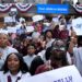 (Evan Vucci/AP via CNN Newsource) Supporters listen as President Joe Biden speaks during a campaign event at Girard College in Philadelphia on May 29.