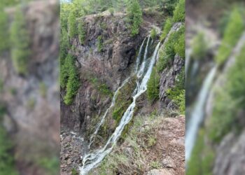 (Courtesy: Michigan Department of Natural Resources) A view of Douglass Houghton Falls (named for Michigan’s first state geologist Douglas Houghton and his cousin C.C. Douglass who worked in Houghton’s survey party) located in Houghton County.