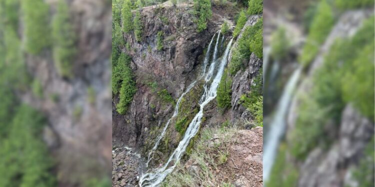 (Courtesy: Michigan Department of Natural Resources) A view of Douglass Houghton Falls (named for Michigan’s first state geologist Douglas Houghton and his cousin C.C. Douglass who worked in Houghton’s survey party) located in Houghton County.