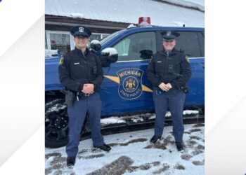 Trooper Noah Misiak (left) and Trooper Rachel Olesen (right)