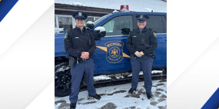 Trooper Noah Misiak (left) and Trooper Rachel Olesen (right)