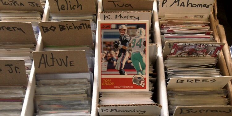 Sports cards on display at Orange Cat Sportscards and Comics