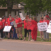 They lined the roadway along Washington Street in Downtown Marquette. Nurses and health care workers rallied today calling for fair contracts that prioritize patients over profits.