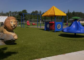 The inclusive play area at the Bark River Senior Center park
