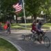 Co-founder Tom Nault leads the Patriotic Pedal Parade