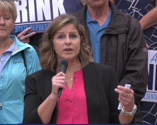 Negaunee physician's assistant Anna Rink joined the race Thursday Morning, announcing her candidacy from the steps of the Marquette County Courthouse.