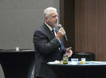 The first of four finalists for the job of NMU president toured campus Monday