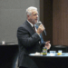 The first of four finalists for the job of NMU president toured campus Monday
