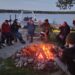 Members gather for a Men's Circle weekend kickoff