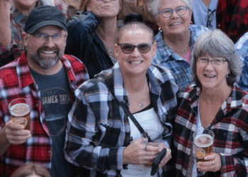 The highlight of Plaidurday is the group photo held this year on the patio of the Ore Dock Brewery in Marquette.
