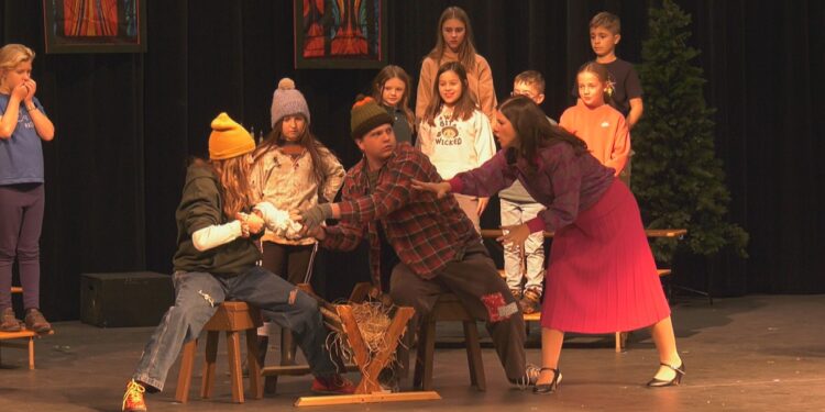The cast of 'The Best Christmas Pageant Ever' rehearses at the Besse Theater