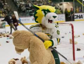 Nmu hockey carried on a holiday tradition that gets bigger and better every year tonight with the annual teddy bear toss.