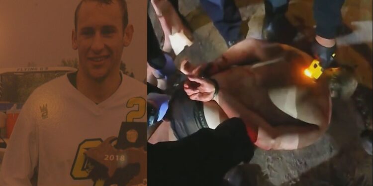 22 year old Benjamin Walby was seen hogtied by responding officers, an illegal form of restraint.