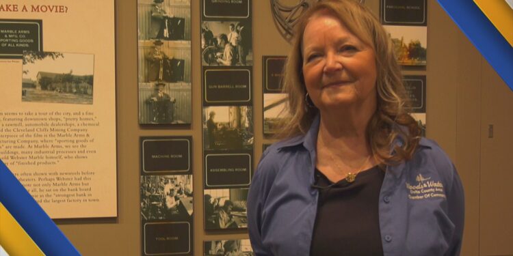 Micheau speaks with WZMQ 19 at the Webster Marble: Inventing the Outdoors Museum inside the Chamber of Commerce