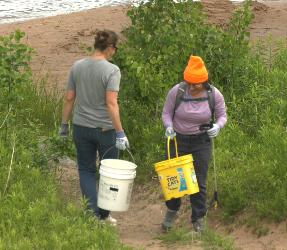 Volunteers spent the day collecting litter and documenting the types of debris found along the waterfront.