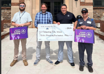 Fox Marquette Subaru surprised Ishpeming Middle-High School teachers with a $7,500 donation through the Subaru Loves Learning® initiative in partnership with AdoptAClassroom.org
